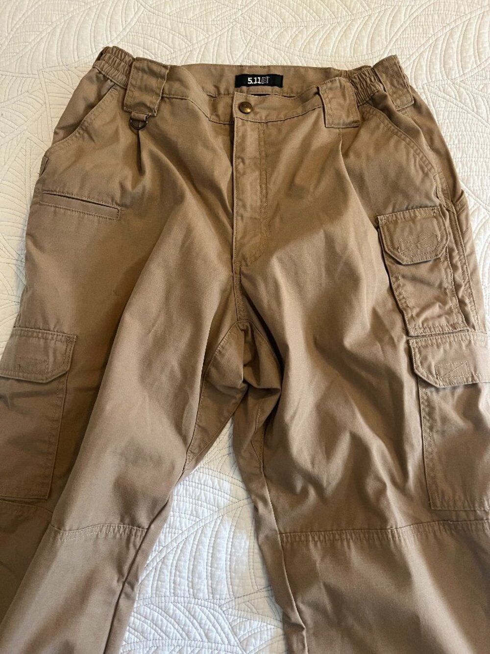 5.11 TACTICAL MEN'S SIZE 36 x 34 CANVAS KHAKI CARGO PANTS